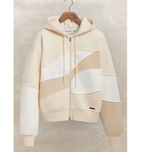New House of Sunny Patchwork Landscape Hoodie UNISEX $149 SMALL Full Zip Jacket - Picture 8 of 10